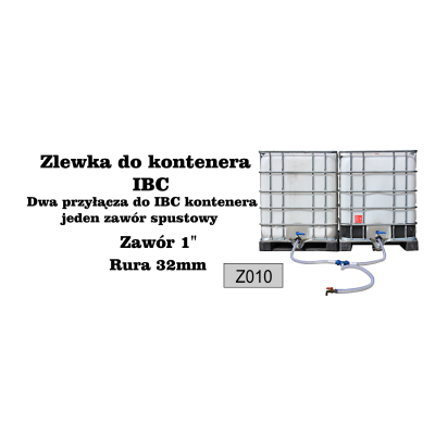 Zlewka podwójna do IBC | zawór 1cal, rura 32mm
